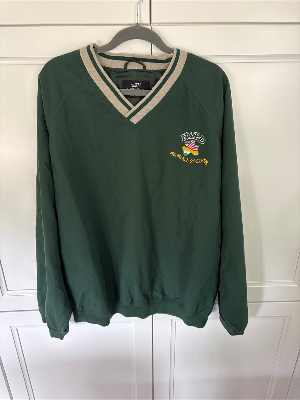 NYPD Emerald Society Green V-Neck Windbreaker